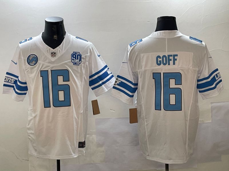 Men Detroit Lions #16 Goff White three generations 2024 Nike Limited NFL Jersey style 4